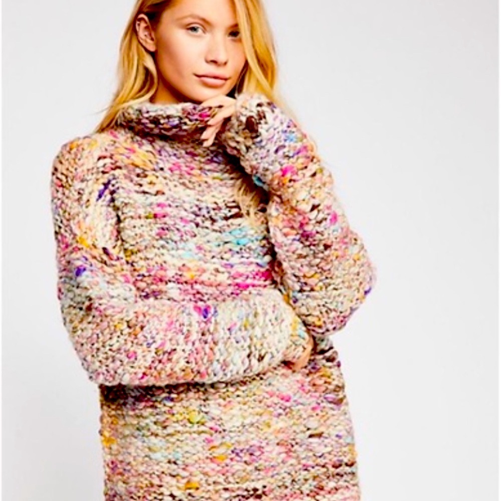 Free People Floral Bouquet Tunic Sweater
